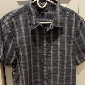 John Varvatos Men's M Gray Striped Shirt Short Sleeve Cotton